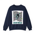 Warped Checker Stay Bold Crewneck Sweatshirt | dizzy chec... | in Navy S | Sweatshirt | Al Mery's Paradise
