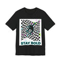 Warped Checker Stay Bold T-Shirt | dizzy checker pattern,... | in Black XS | T-Shirt | Al Mery's Paradise