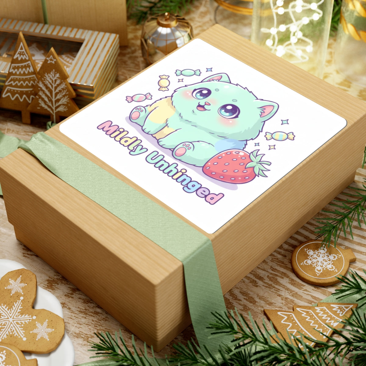 Mildly Unhinged Cute Kawaii Cat Sticker