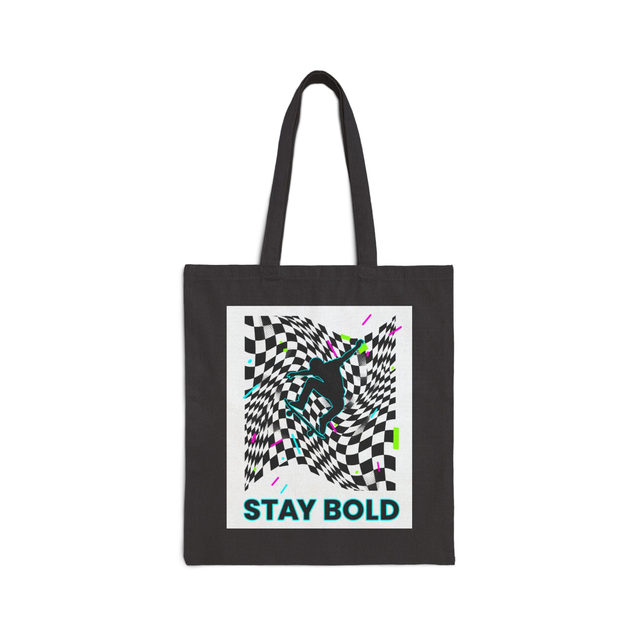 Warped Checker Print Tote | dizzy checker pattern, mod graphic