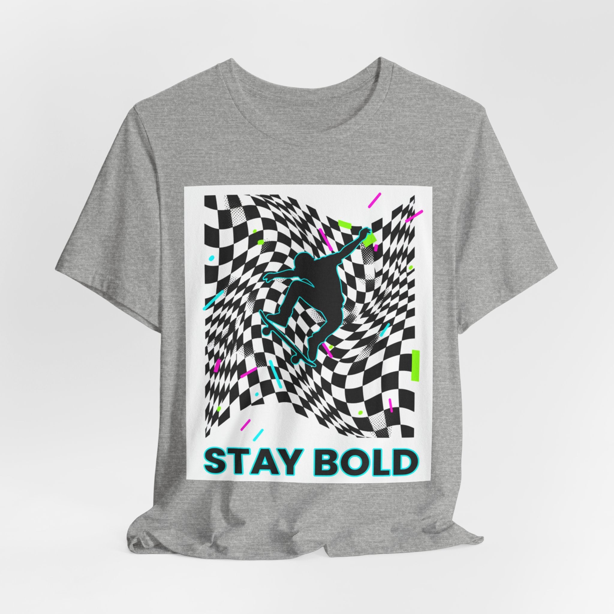 Warped Checker Stay Bold T-Shirt | dizzy checker pattern,... | T-Shirt | Al Mery's Paradise
