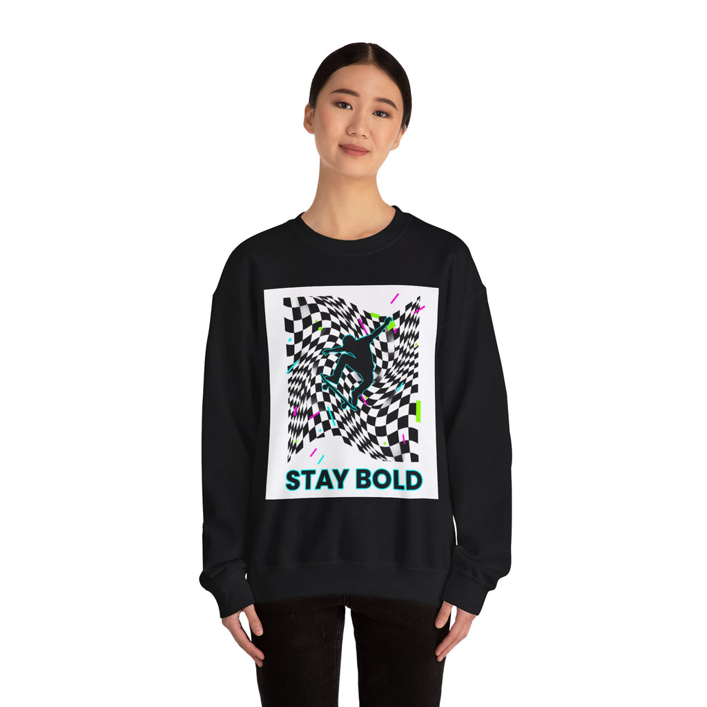 Warped Checker Stay Bold Crewneck Sweatshirt | dizzy chec... | Sweatshirt | Al Mery's Paradise