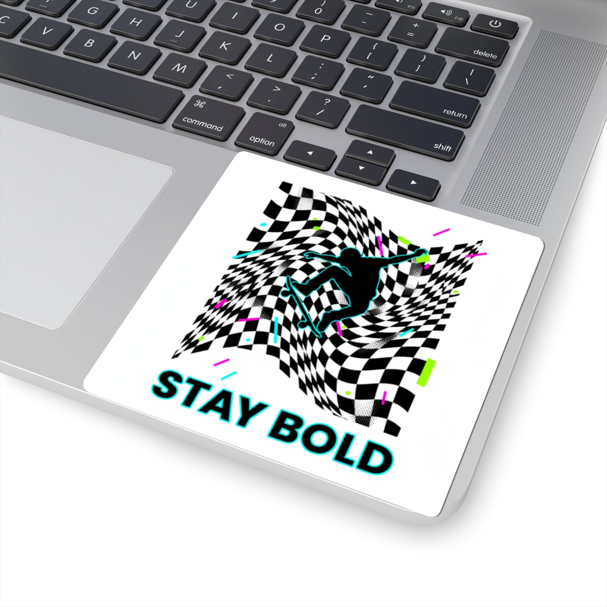 Warped Checker 'Stay Bold' Sticker | warped checker print, mod graphic