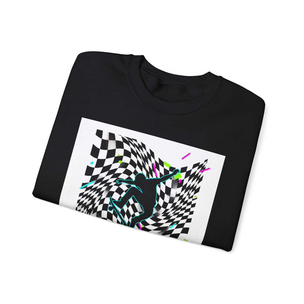 Warped Checker Stay Bold Crewneck Sweatshirt | dizzy chec... | Sweatshirt | Al Mery's Paradise