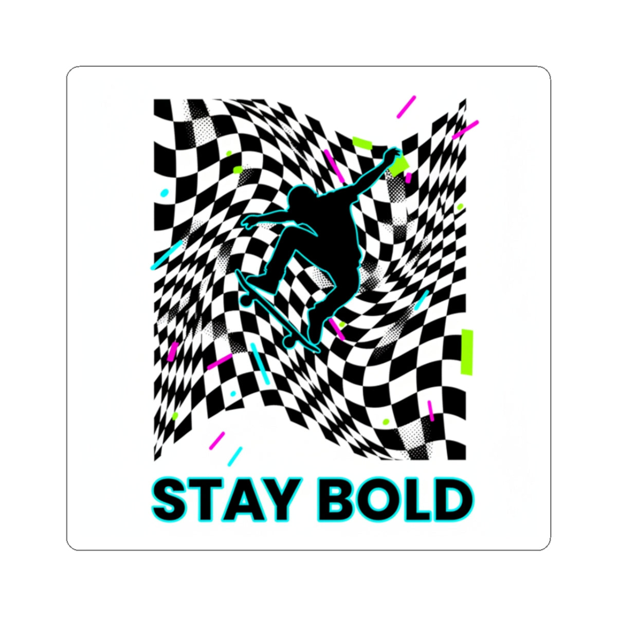 Warped Checker 'Stay Bold' Sticker | warped checker print, mod graphic
