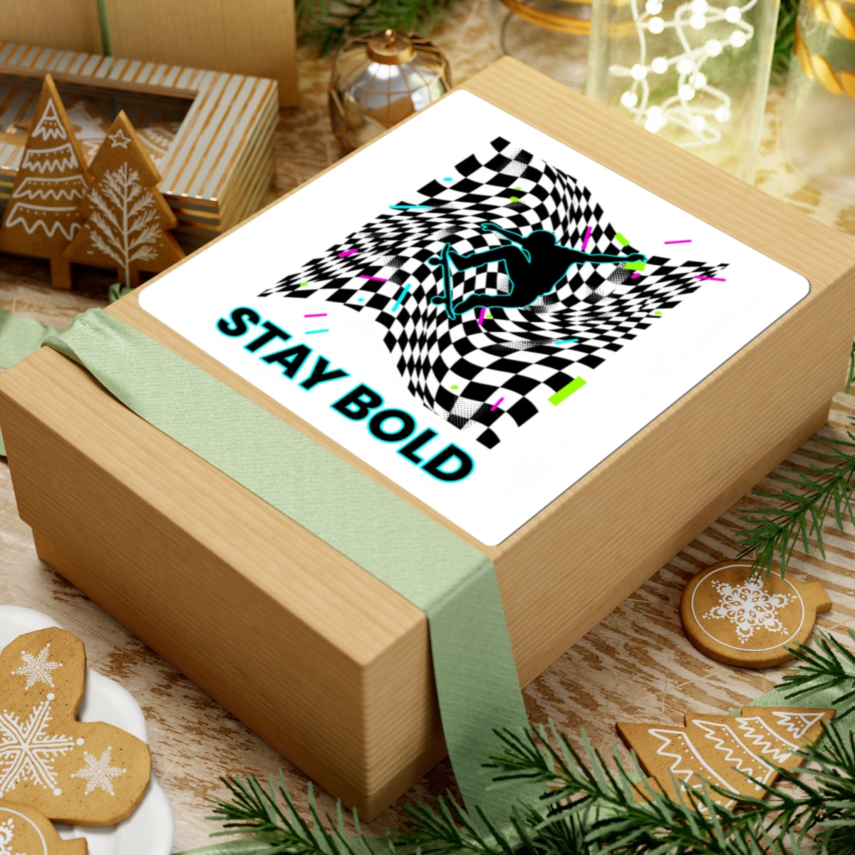 Warped Checker Stay Bold Sticker | warped checker print, ... | Paper products | Al Mery's Paradise