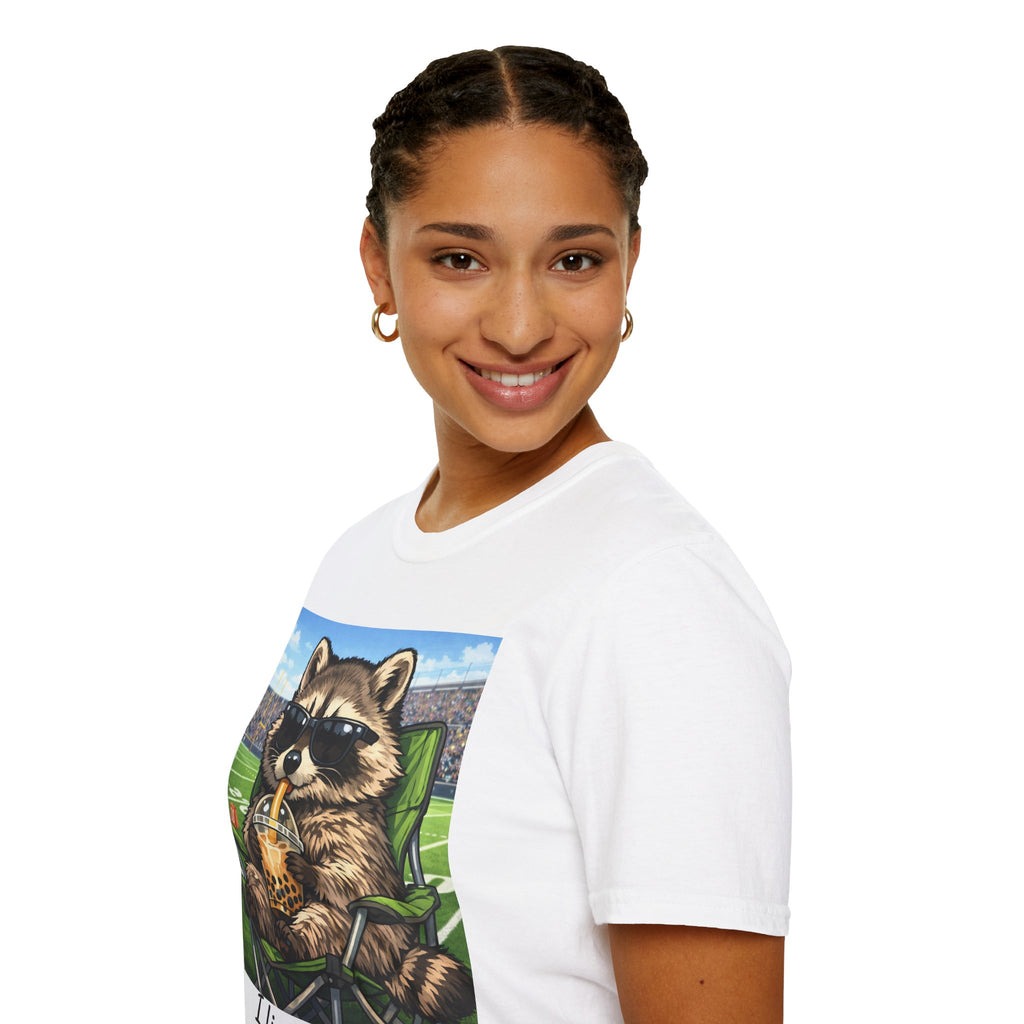 I live here now Raccoon Iced Tea Baseball Tee | T-Shirt | Al Mery's Paradise