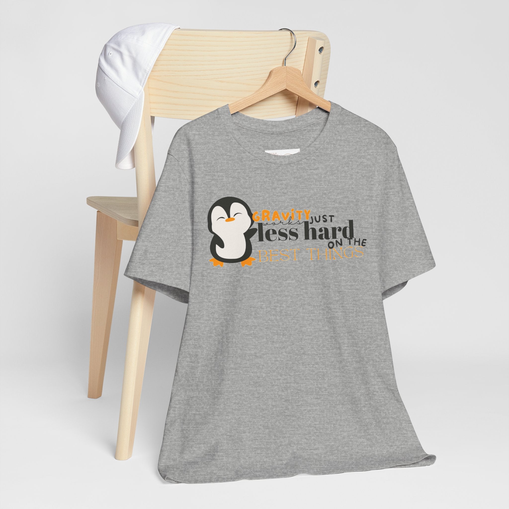 Gravity Just Works Less Hard on the Best Things Penguin G... | T-Shirt | Al Mery's Paradise