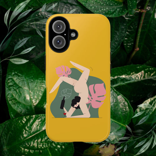 Yellow Abstract Yoga Pose Phone Case | in iPhone 16 Glossy | Phone Case | Al Mery's Paradise