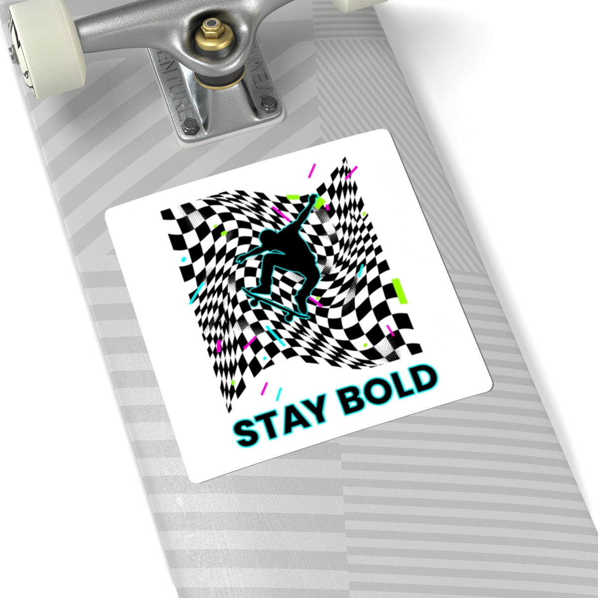 Warped Checker Stay Bold Sticker | warped checker print, ... | Paper products | Al Mery's Paradise