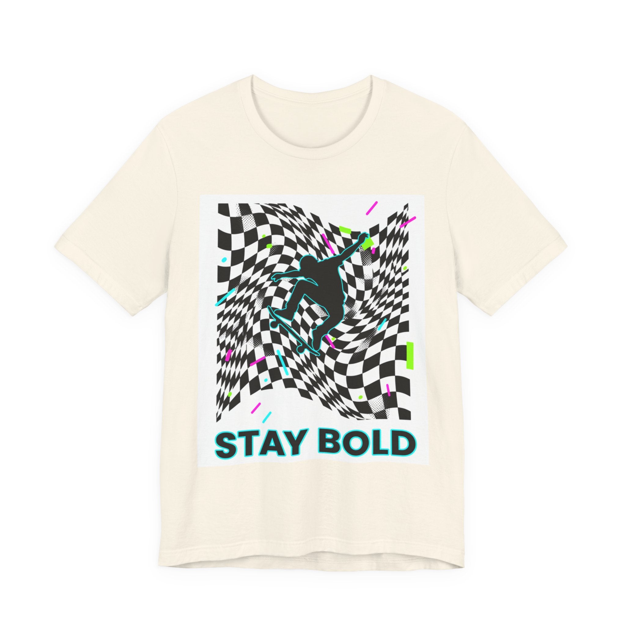 Warped Checker 'Stay Bold' T-Shirt | dizzy checker pattern, mod graphic