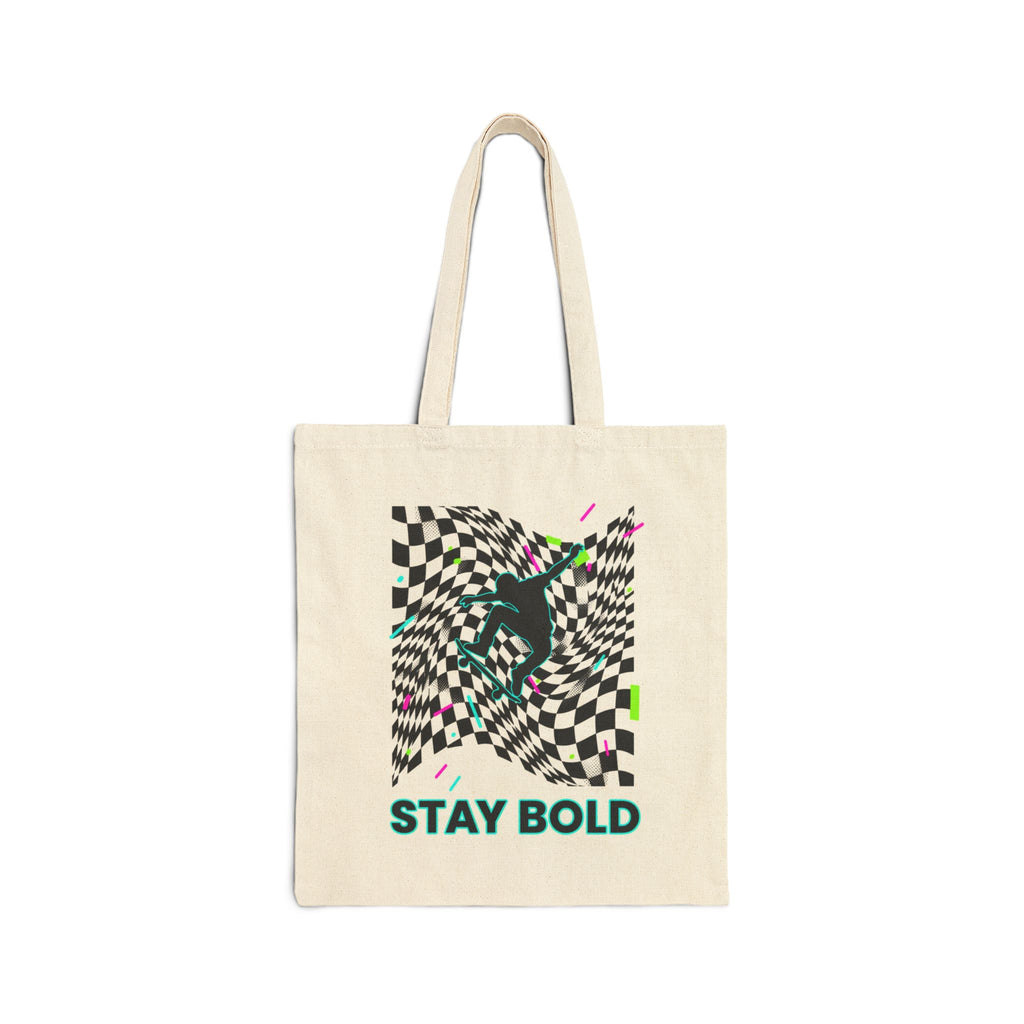 Warped Checker Print Tote | dizzy checker pattern, mod gr... | in Natural 15" x 16" | Bags | Al Mery's Paradise