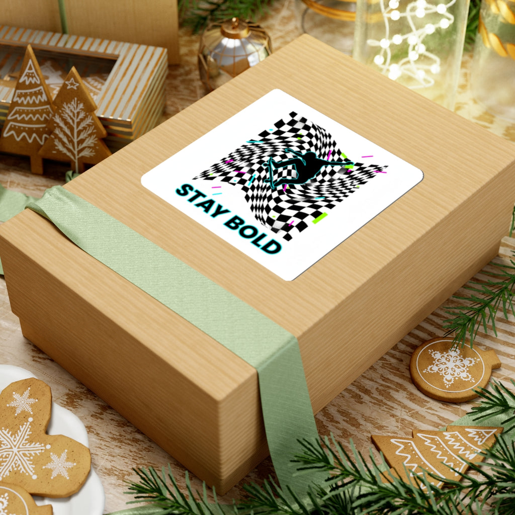 Warped Checker Stay Bold Sticker | warped checker print, ... | Paper products | Al Mery's Paradise