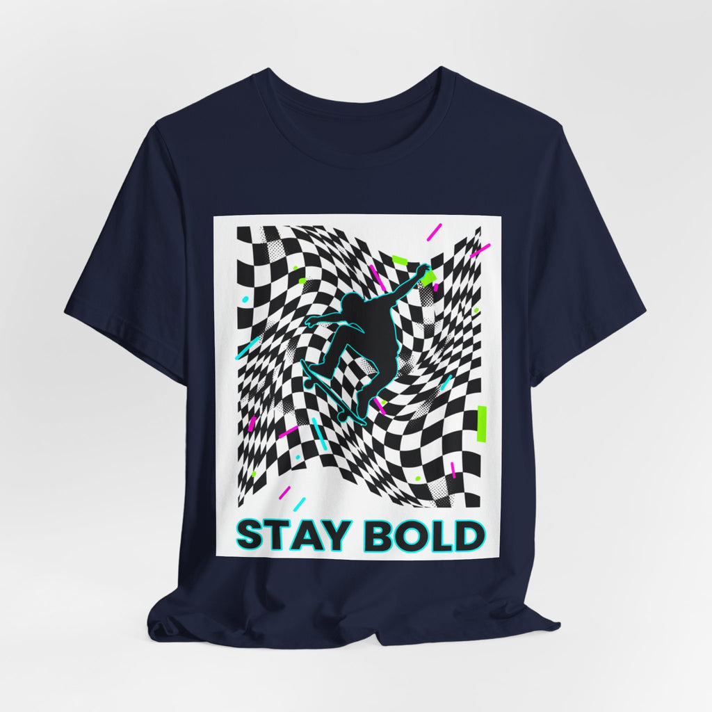 Warped Checker Stay Bold T-Shirt | dizzy checker pattern,... | T-Shirt | Al Mery's Paradise