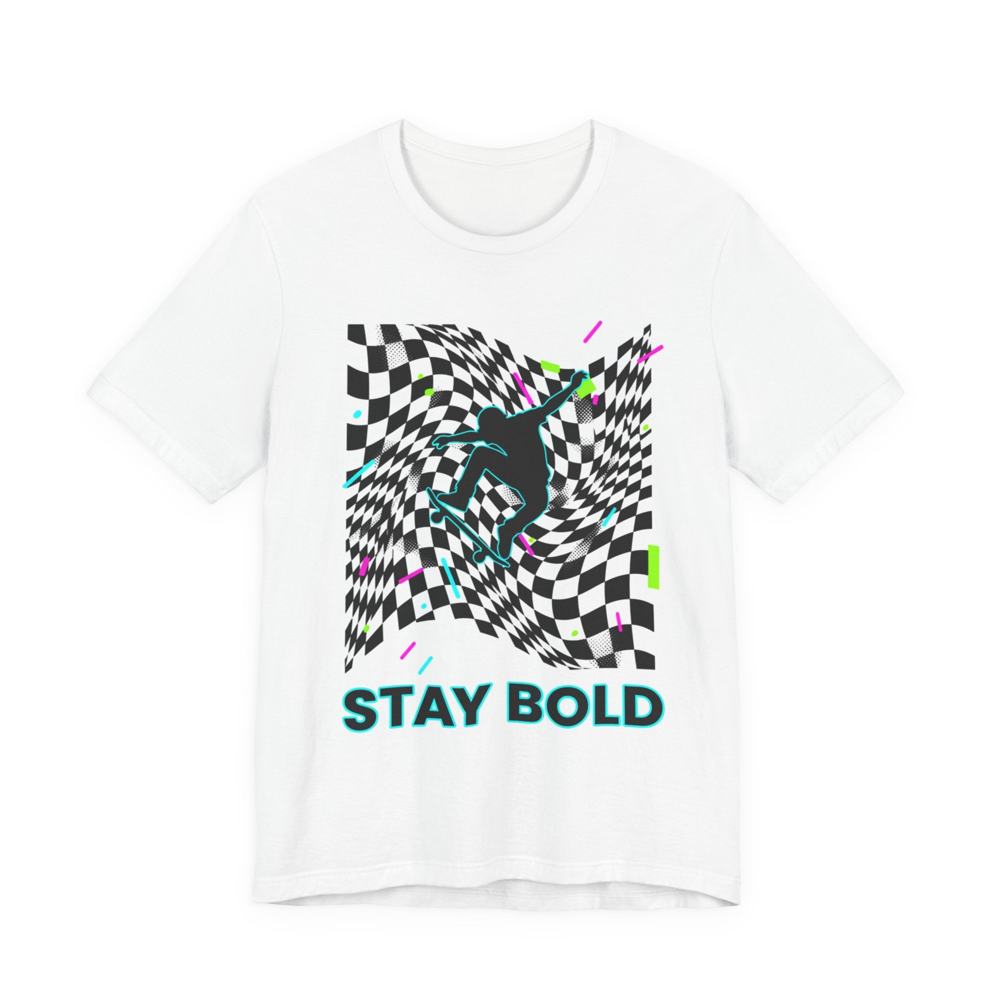 Warped Checker 'Stay Bold' T-Shirt | dizzy checker pattern, mod graphic
