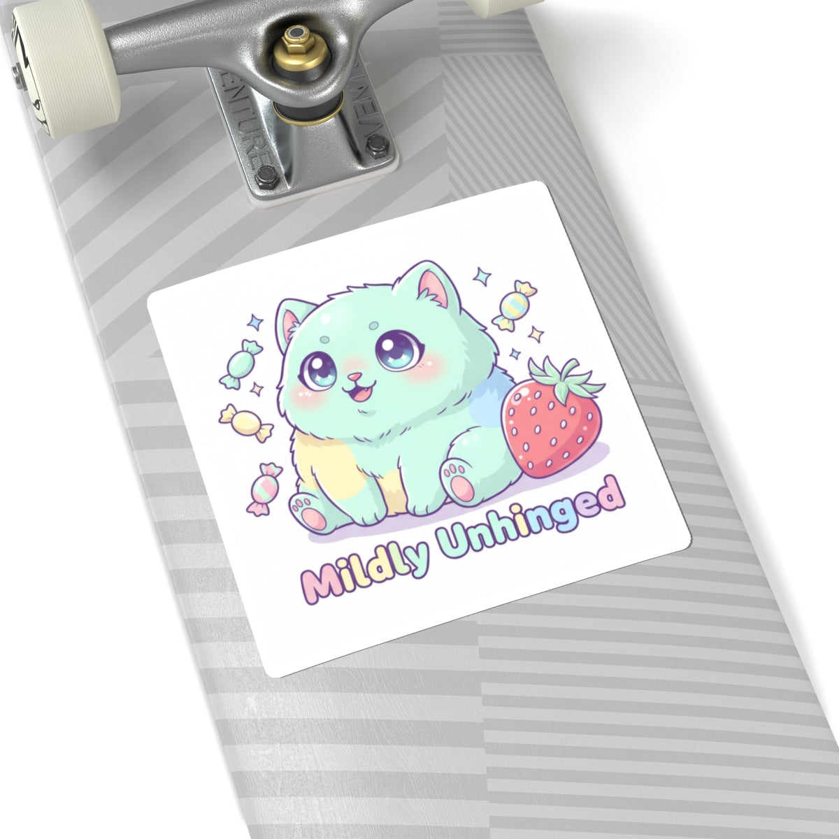 Mildly Unhinged Cute Kawaii Cat Sticker