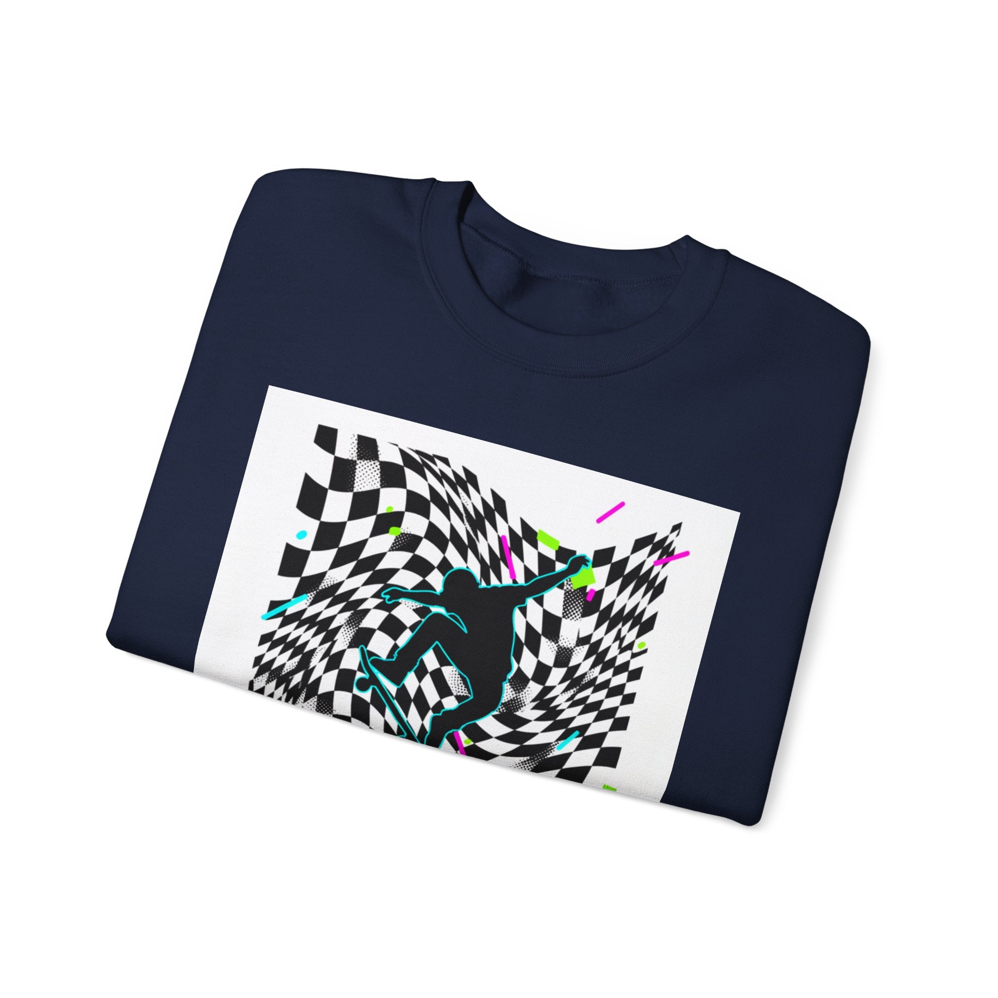 Warped Checker Stay Bold Crewneck Sweatshirt | dizzy chec... | Sweatshirt | Al Mery's Paradise