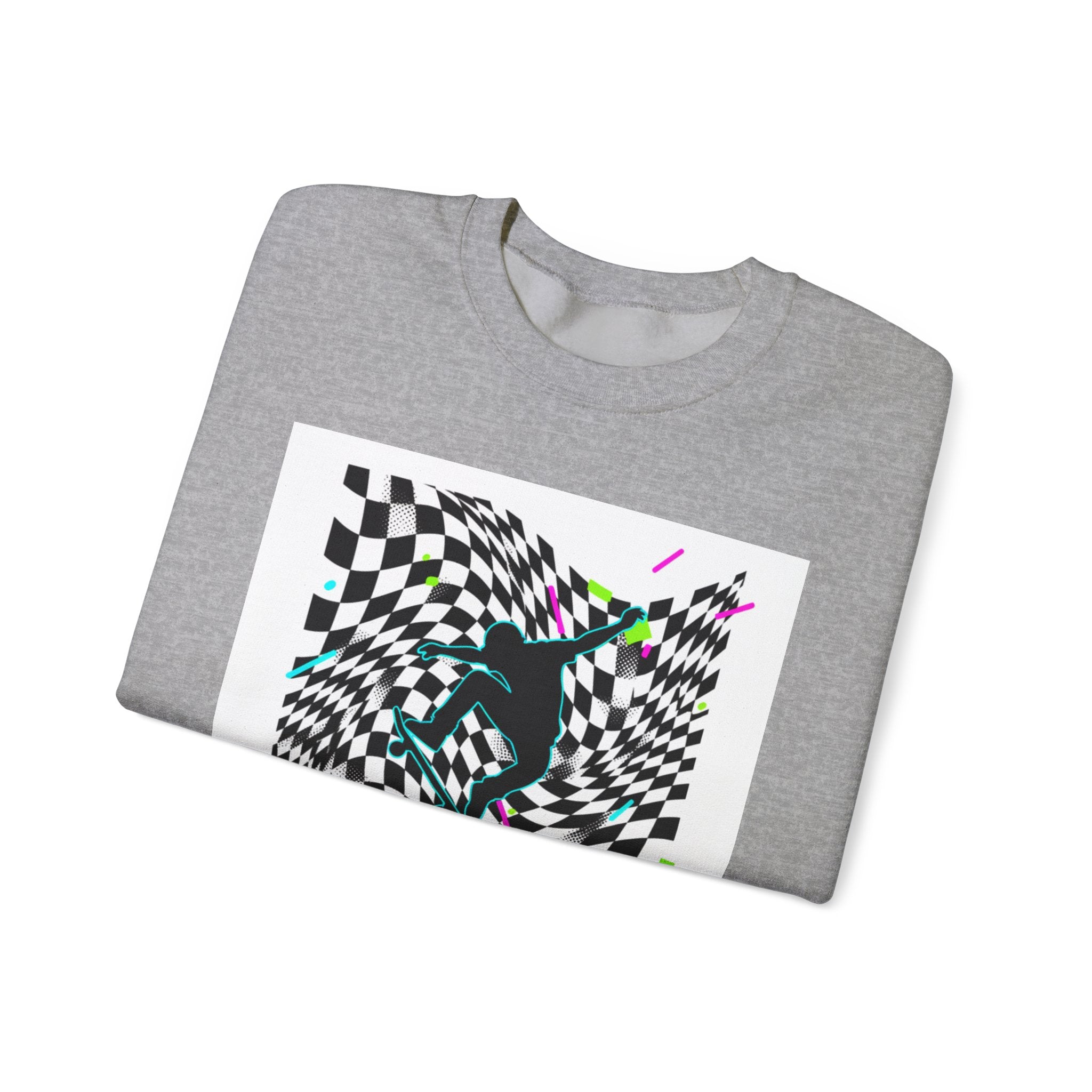 Warped Checker Stay Bold Crewneck Sweatshirt | dizzy chec... | Sweatshirt | Al Mery's Paradise
