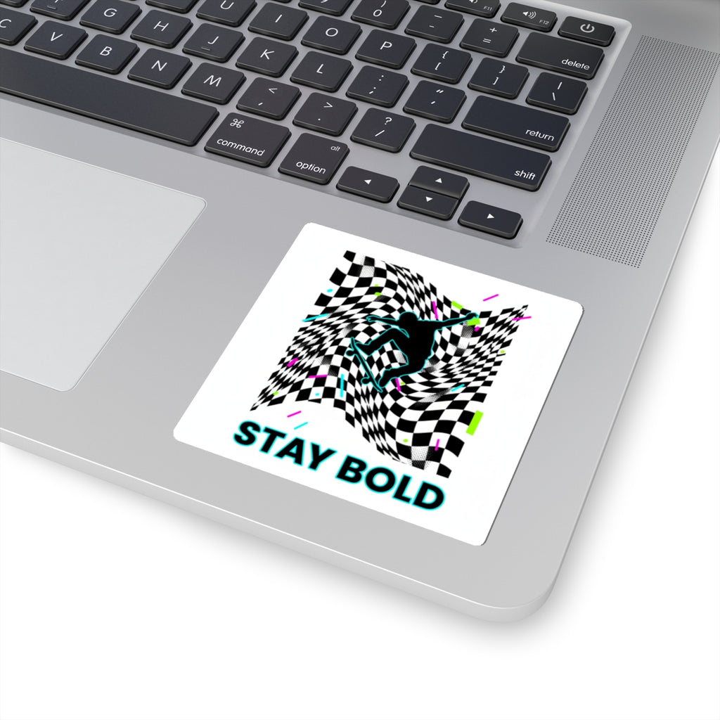 Warped Checker Stay Bold Sticker | warped checker print, ... | Paper products | Al Mery's Paradise