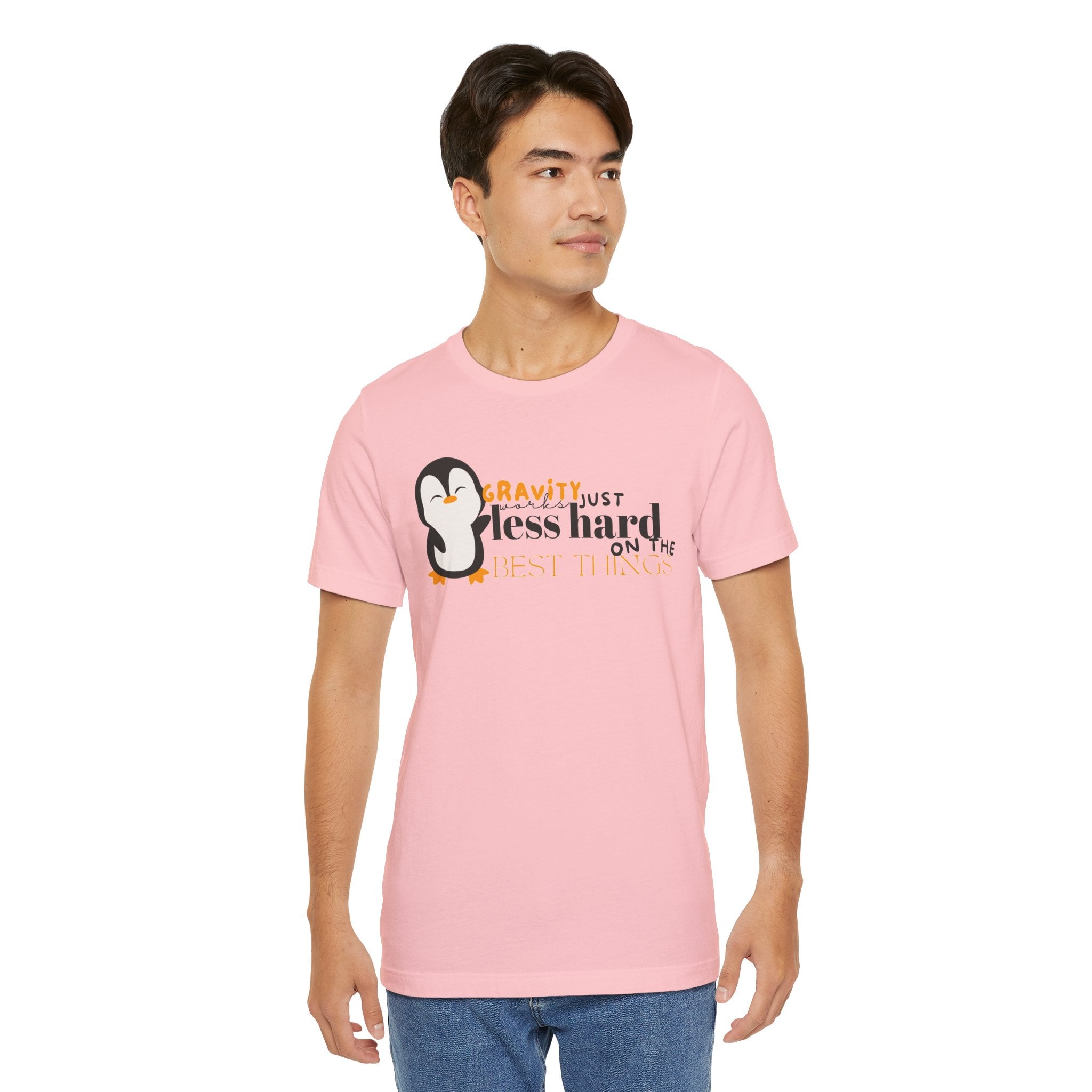 Gravity Just Works Less Hard on the Best Things Penguin G... | T-Shirt | Al Mery's Paradise