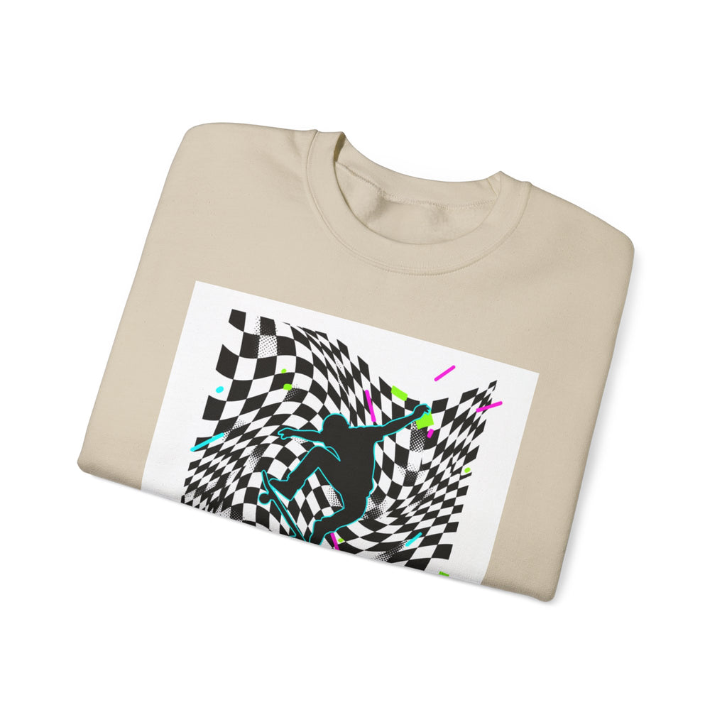 Warped Checker Stay Bold Crewneck Sweatshirt | dizzy chec... | Sweatshirt | Al Mery's Paradise