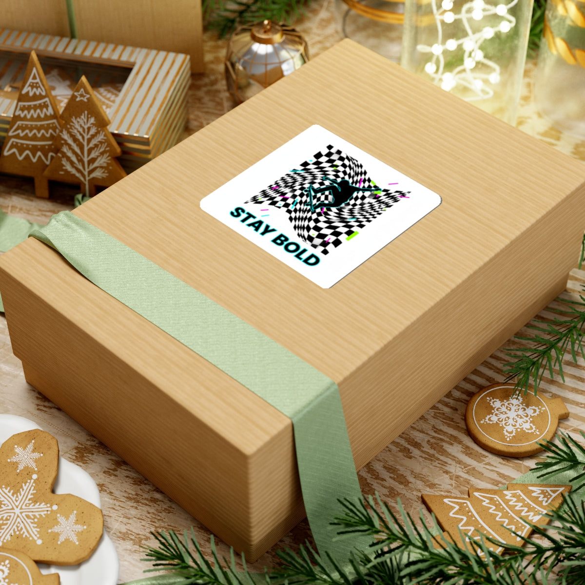 Warped Checker 'Stay Bold' Sticker | warped checker print, mod graphic