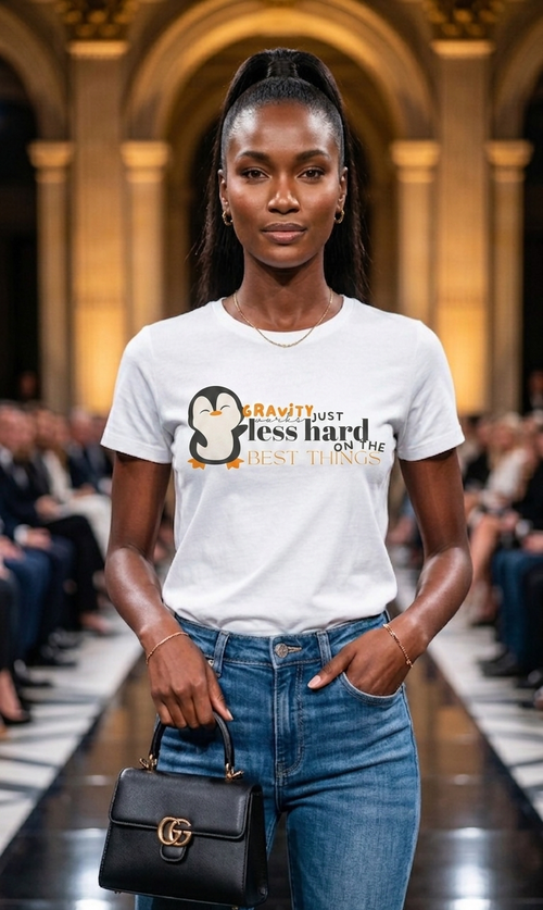 Gravity Just Works Less Hard on the Best Things Penguin G... | T-Shirt | Al Mery's Paradise